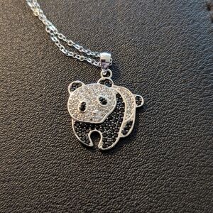 Silver and Black Panda Necklace